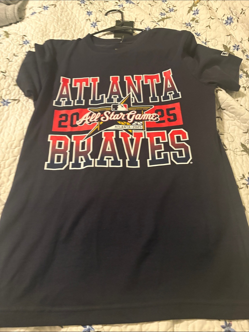 New Era Navy Atlanta Braves 2025 All-Star Graphic Tee with Red Accents